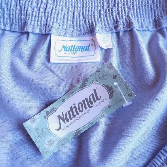 NEW Light Blue Tiered Pull On Skirt Sz L Midi or Maxi Cotton Lightweight Pockets - Picture 5 of 9